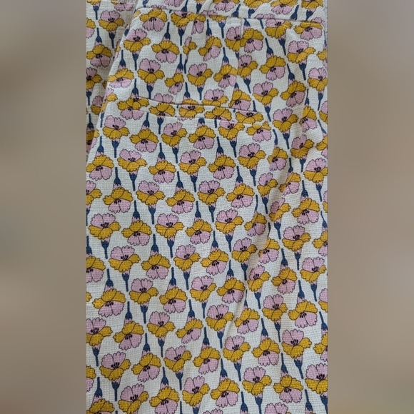Zara Trafaluc Yellow Pink Floral High Rise Stretch Cropped Pants Size Medium - Picture 10 of 10